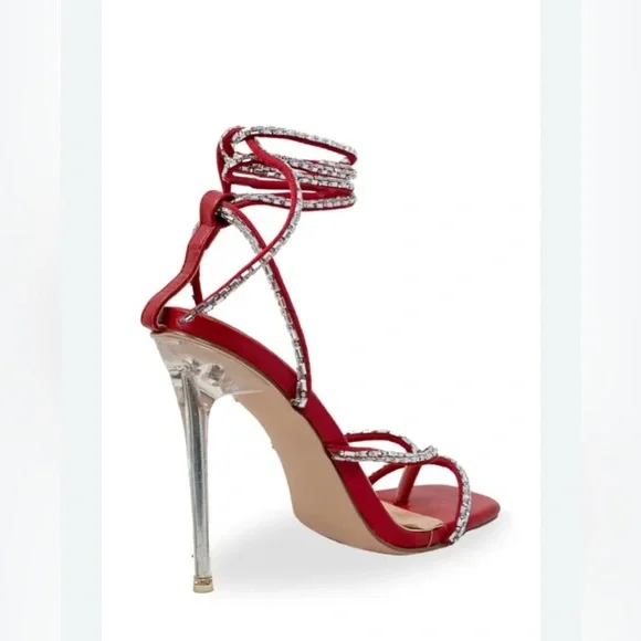 NEW! Chase + Chloe Stiletto Sandals with Wrap Around Ankle Straps Women’s Size 9 - Picture 2 of 15